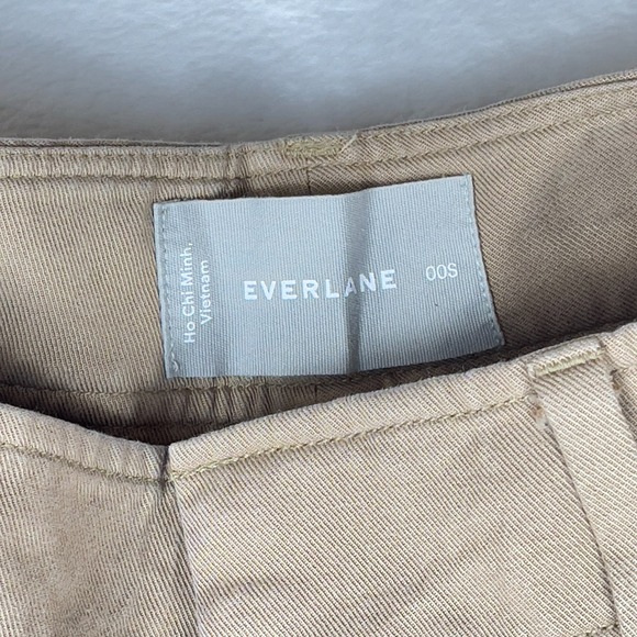 Everlane Chino Pants Womens 00S Beige‎ Stretch Flat Front High Waisted Wide Leg - Picture 3 of 9